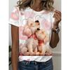 T-shirt a maniche corte con stampa di lettere, girocollo - Donna, casual, estiva, primaverile, vestibilità rilassata