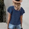 Fashion Casual T-shirt Women Vintage Thin Streetwear Digital Printing Dots Red Lotus Leaf Patchwork Tops Female Design Casual Slim Clothing