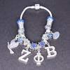 European Styles Big Hole Beads Greek Letter 1920 Finer Women Group Sorority Zeta Phi Beta Bracelet Jewelry for Gift