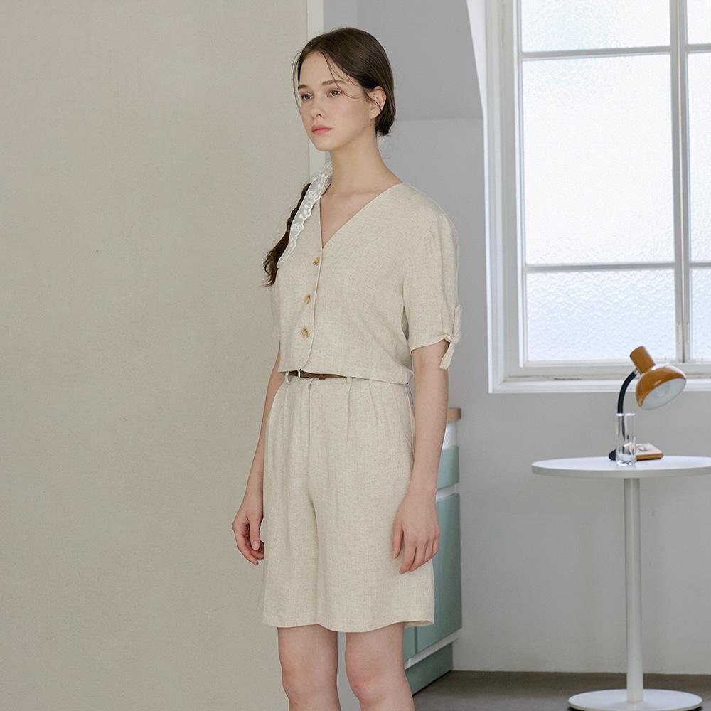 BIBYSEOB Linen Bermuda Pants Beige [T42]