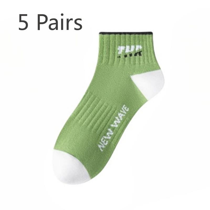5 Pairs of Men's Spring and Summer Thin Pure Cotton Deodorizing Student Sports Socks
