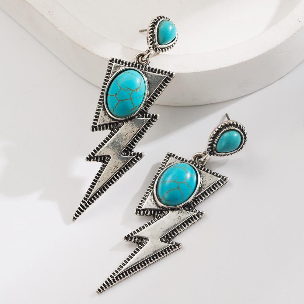 

Exaggerated Earrings, A Trendy Vintage Style, New Model, Geometric Star and Lightning Shape Earrings Lightning