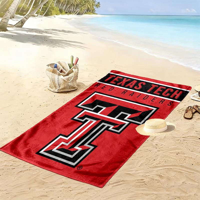 Texas Tech Red Raiders Print Beach Towel, Large Soft Quick Dry Towel for Beach Camping Swimming