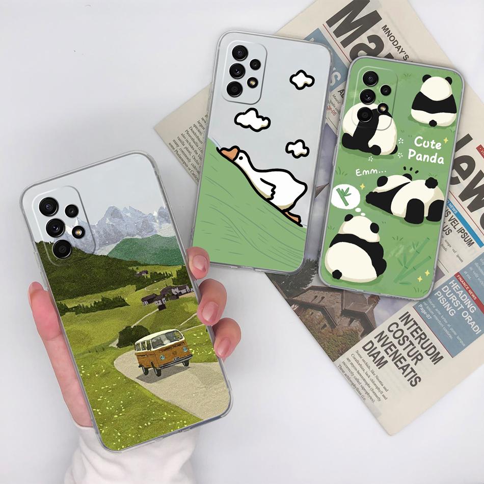 Flower Case For Samsung Galaxy A52 Phone Cover For Samsung A 52 Cases Soft Transparent Silicone Christmas Elk deer Back Covers