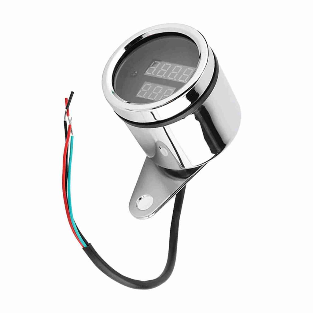 2 In 1 Motorcycle LED Digital Voltmeter Tachometer Gauge Metal Odometer Speedometer