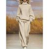 New Casual Knitted High Neck Wide Leg Pants Fashion Set