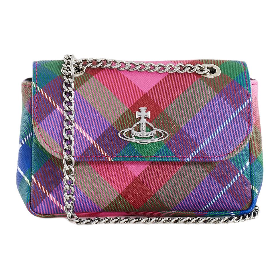 

VIVIENNE WESTWOOD West Queen Purse Chain Logo Magnetic Closure Polyurethane And Polyester Wallet Small Women Wallet 5C01000CWS001OCANDYTARTAN Basic Set (Bag+Dust Bag)