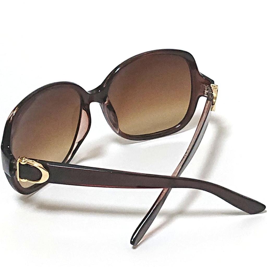 Brown x Brown Half Sunglasses for Fashionable Sunglasses with Large Cool and Elegant Jeweled UV Slimming Comfortable for Driving and [FashionBerry] 2.