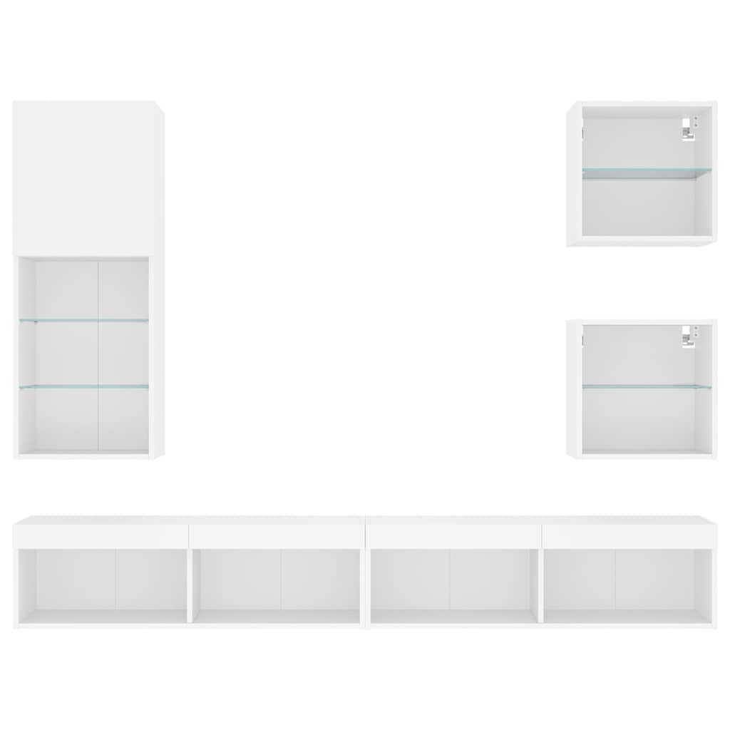 5-Piece LED TV Furniture Set, White