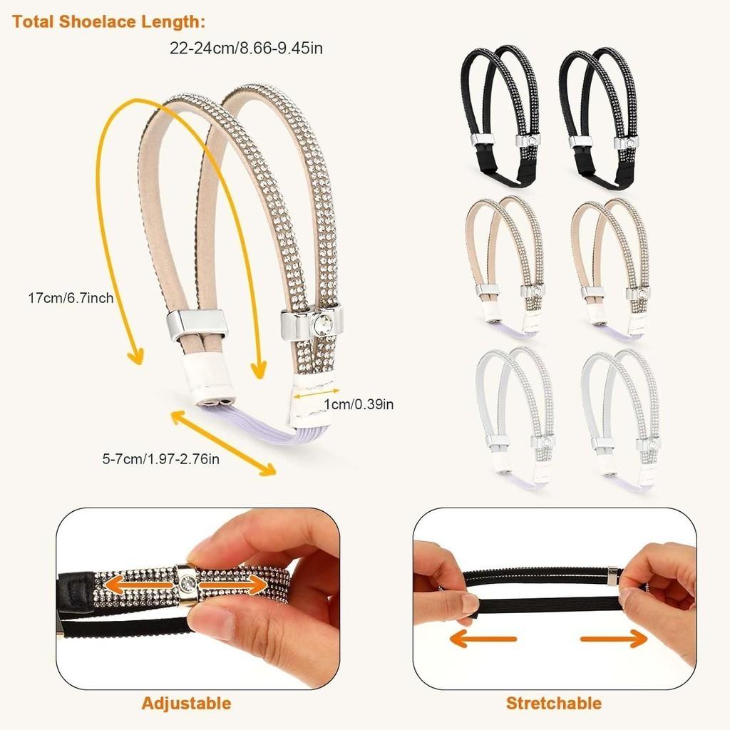1 Paio Scarpe con Tacco Alto Strass Fascia Anti-allentamento Lacci Diamante Donna Cinghie Tallone Anti-caduta Cintura Elastica Fissaggio Strass Cinghie Fisse