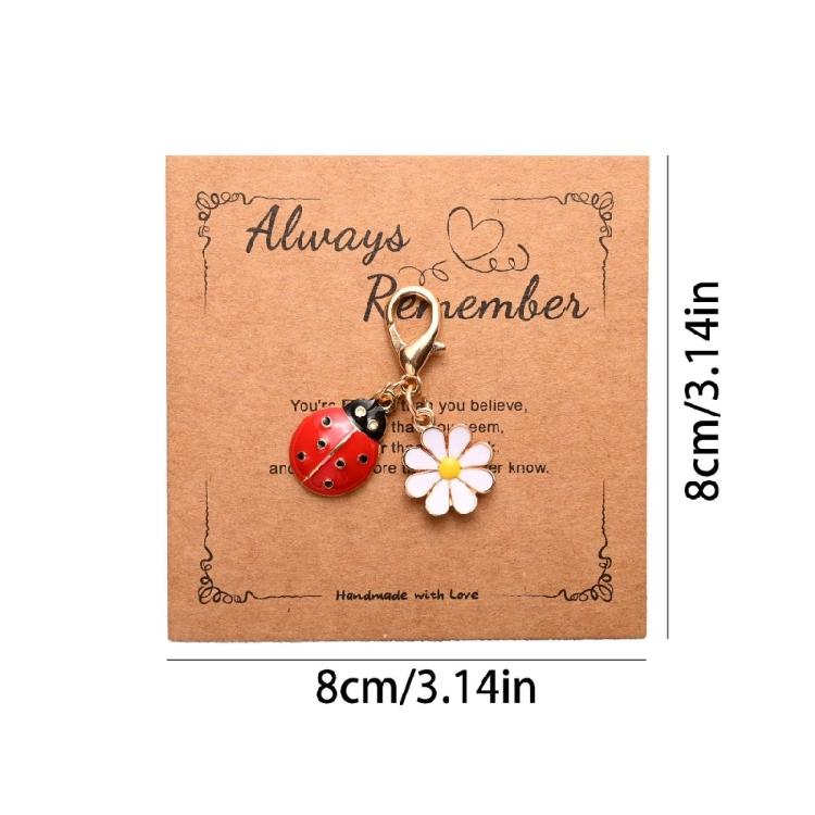 10pcs Ladybird Keychain With Daisy Accent Zinc Alloy Cute Animal Flower Theme Key Ring Pendant Accessories