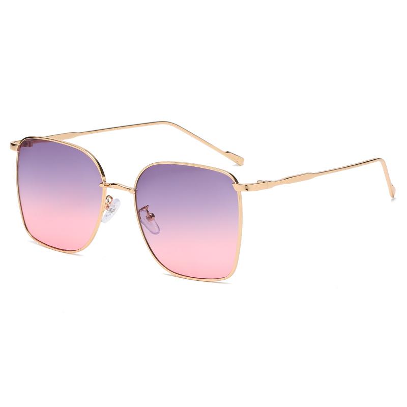 Comfortable Durable High Quality Stylish Retro High End Designer Style Alloy Metal Square Shaped Female Sun Glasses
