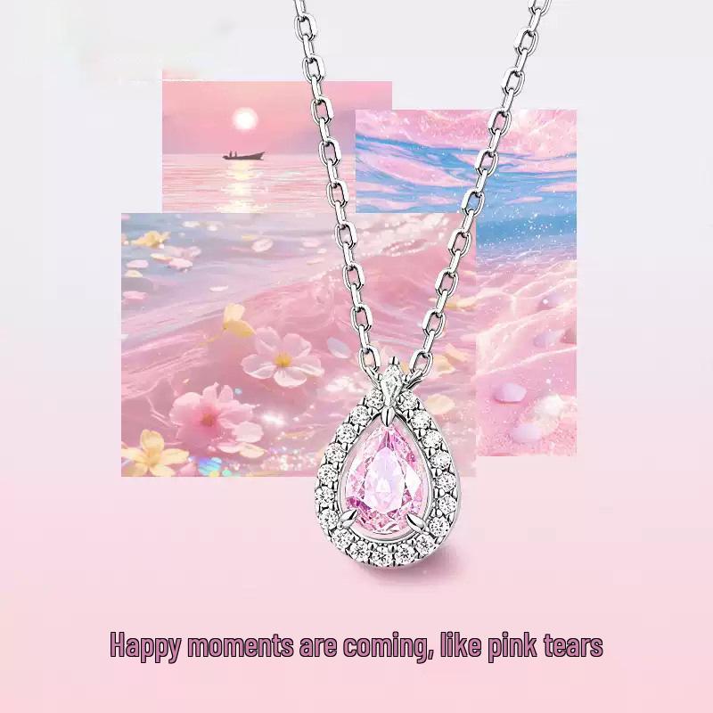 925 Sterling Silver Teardrop Necklace: Elegant, Niche Design Clavicle Chain Gift for Her