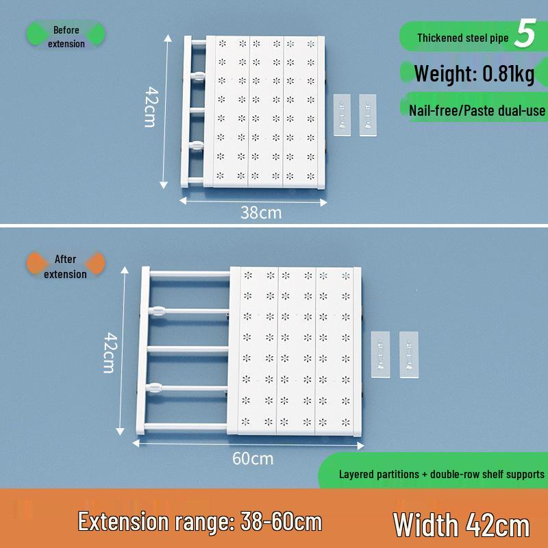 Wall-Mounted Retractable Closet Partition Shelf - No Drill Required