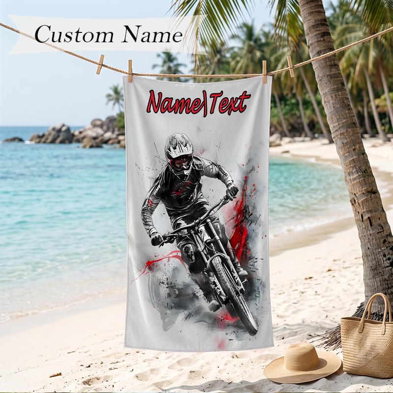 Cross Country Rider Custom Name Printed Beach Towel Personalized Soft Towel For Swimming Beach Travel