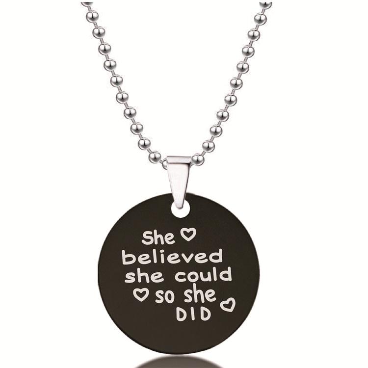 European/American Black Stainless Steel Necklace with Video Engraving - Valentine's and Christmas Gift