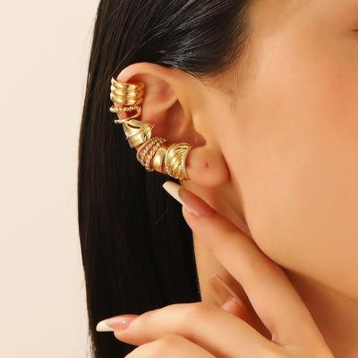 Retro Simple Fashion C Shaped No Ear Hole Golden Ear Bone Clip Earrings