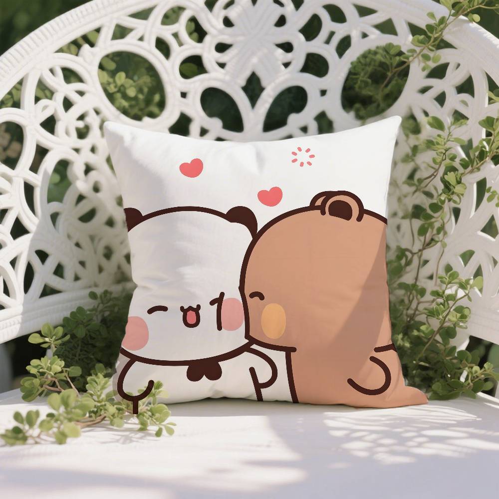

Cartoon Role Bubu & Dudu Couple Pillow Case Anti-dustmite Pillowcase Invisible Zipper Silky Short Plush Sofa Cushion Cover 12x12Inch