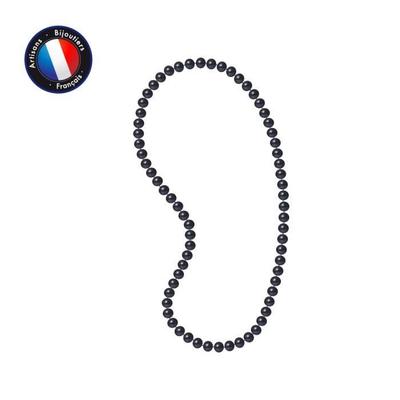 Sautoir - - Perle de Culture d'Eau Douce AAA+ - Semi-Ronde 9-10 mm - Noire - 60 cm