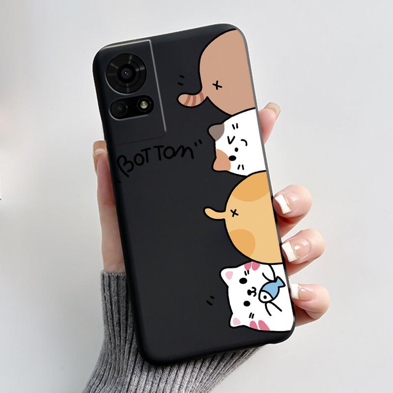 Cute Case For TCL K23 / TCL K24 Funda TCL 50 LE T510SPP Capa Printing Shell Protective Cover Soft Silicone Cartoon Black Casing