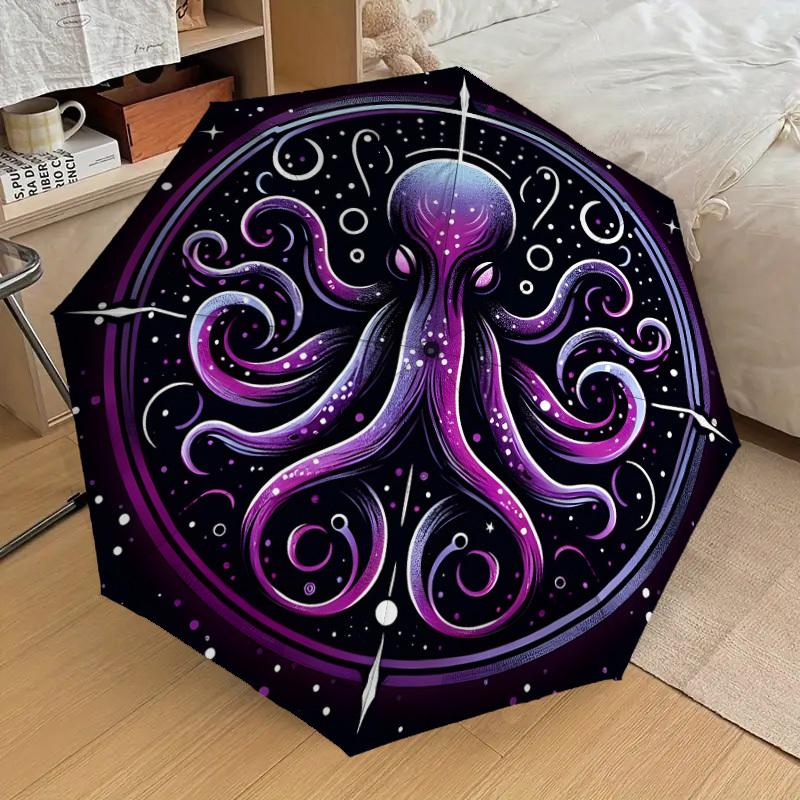 1pc Cosmic Octopus Mandala Umbrella with Plastic Handle,Suitable for All Seasons Home Travel Outdoor UmbrellaDD1208