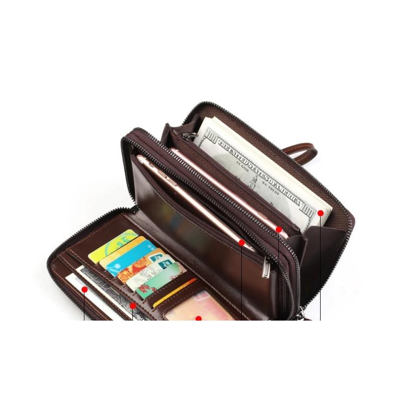 Men's PU double handle bag, men's bag, multifunctional wallet, business long, waterproof and wear-resistant