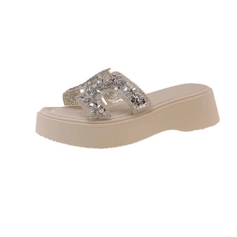 

Thick bottom super fire Internet celebrity non-slip cool slippers women s summer wear fashion 2025 new seaside beach one-word drag 35