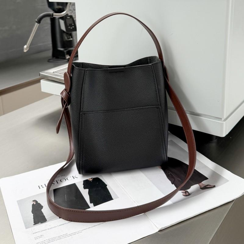 

Korean Version Soft Leather Bucket Bag Handbag Women s High-end Sense One Shoulder Diagonal Cross Large Capacity Commuting Tote Armpit чёрный