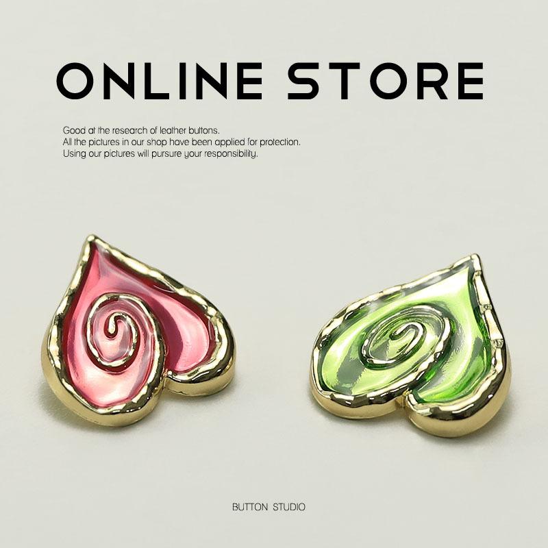 Xiaoxiangfeng Heart-Shaped Suit Sweater Jacket Buttons Double-Sided Nylon Fur Coat Metal Buttons