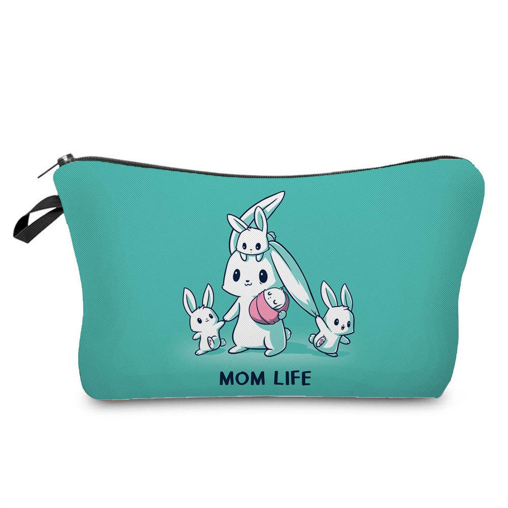 Women Rabbit Print Cosmetic Bag Toiletries Organize Travel Storage Case  6412 KTB