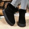 Stivali da neve spessi foderati in pile slip-on 2025 inverno nuovo stile suola chunky metà polpaccio fiocco peloso scarpe di cotone