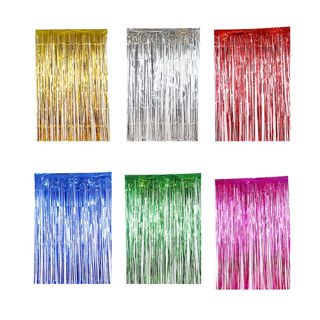 6 Pieces Glitter Party Backdrop Metallic Tinsel Curtain Birthday Wedding Baby Shower Background Favor Supplies