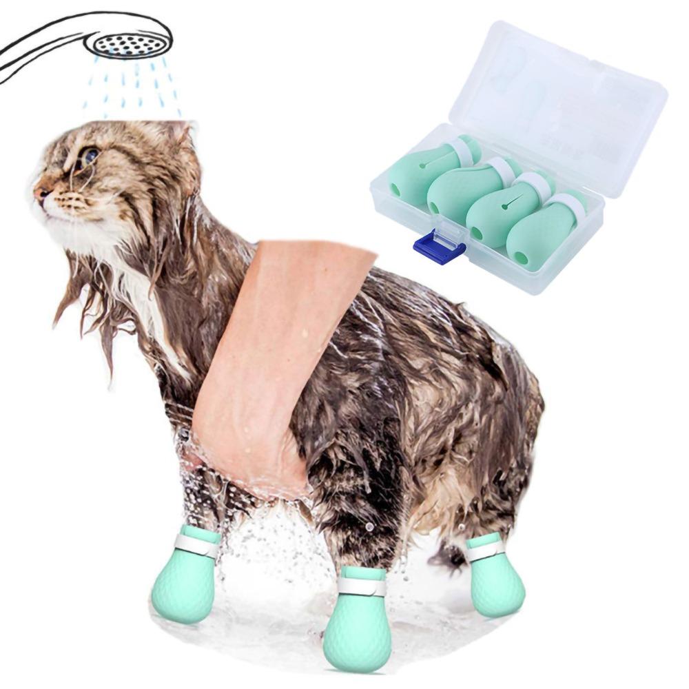 4Pcs Pet Grooming Anti-scratch Cat Foot Covers Small Soft Cat Shoes Protective Comfortable Pet Cleaning Supplies Home
