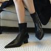 Fashion Sexy Pointed Toe Women's Ankle Boots 2024 Autumn New Black Matte Women's Square Heel Shoes Simple and Versatile Modern Boots