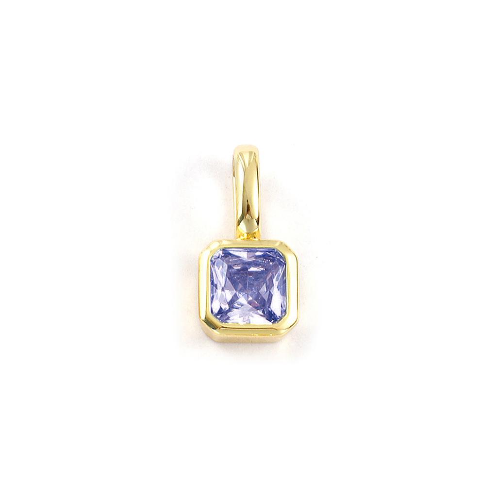 1 Piece Brass & Cubic Zirconia Birthstone Charms 18K Gold Plated Square Pendants For DIY Necklace Jewelry Making 15.5mm x 7.5mm