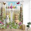 Funny Easter Shower Curtains Cute Bunny Rustic Butterfly Floral Rabbit Eggs Fabric Home Bathroom Curtain Decorative With Hooks