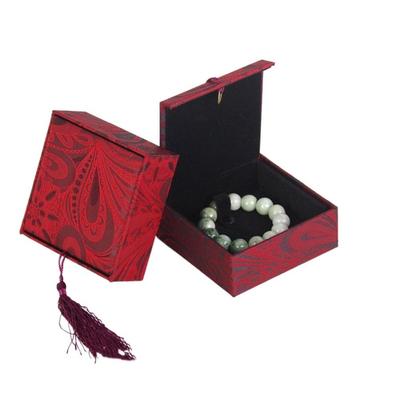 Fashion Linen Tassel Jewelry Box Rectangular Chinese Style Jewelry Display Box with Fringe Jewelry Packaging Box Wedding