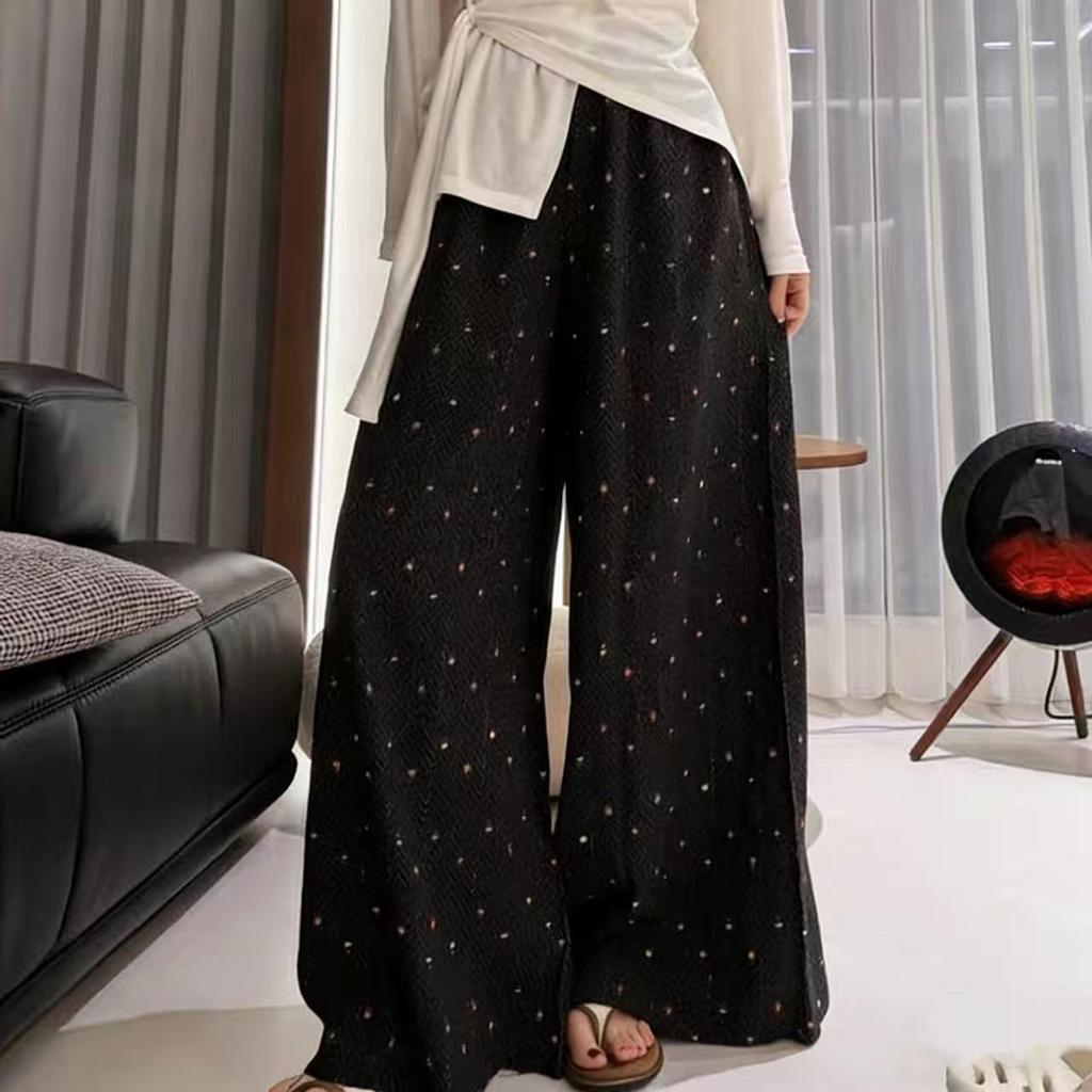 Three Sizes Women's Cotton Silk Wide-Leg Rayon Pants - Spring/Summer Breathable, Plus Size Casual Home Sleepwear