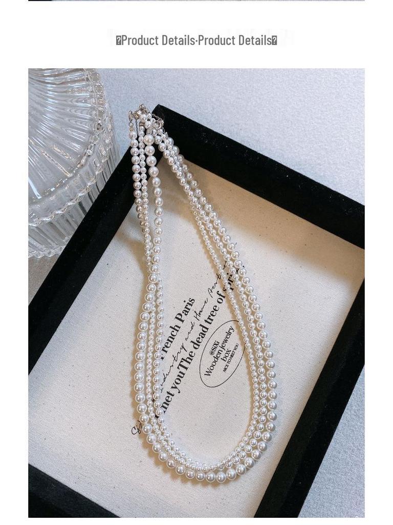 S925 Silver Mother-of-Pearl Pearl Necklace for Women - High-End, Lustrous, Round Beads on Clavicle Chain, Trendy Choker Design.