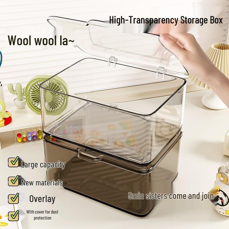 Clear Acrylic Desk Organizer with Lid - Large Capacity for Cosmetics & Medicine