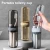 Yousheng Toothbrush Storage Box Transparent Portable Travel Case with Leak-Proof Lid Integrated Mouthwash Cup Toothbrush Holder