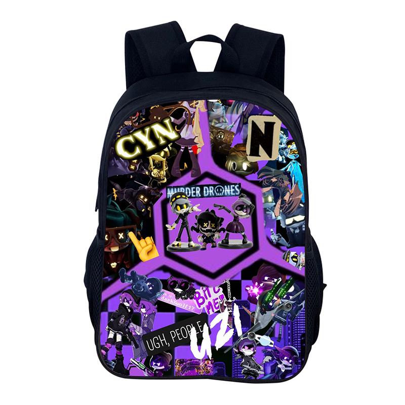 Cartoon Backpack Murder Drones School Bag 40cm/15.7inch Backpack Lightening Zipper Backpack Book Bags for Boys Girls Best Gift