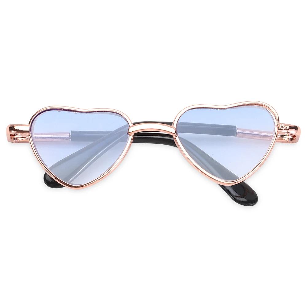 Vintage Doll Sunglasses For Doll Accessories Heart Metal Glasses Photo Prop Pet Glasses Toy 9.5cm Miniature Doll Sunglasses