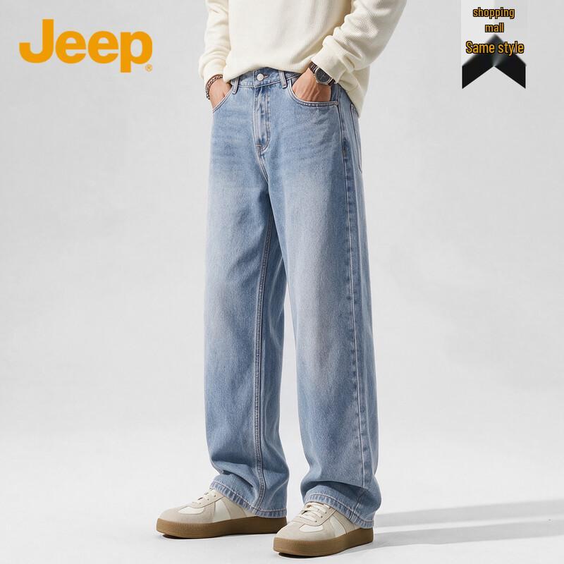 Jeep American Retro Streetwear Straight-Leg Jeans