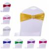 10PCS Chair Decoration Chair Sashes Bow Shiny Metallic Chair Knot Bands Tie With Round Buckle For Party Banquet