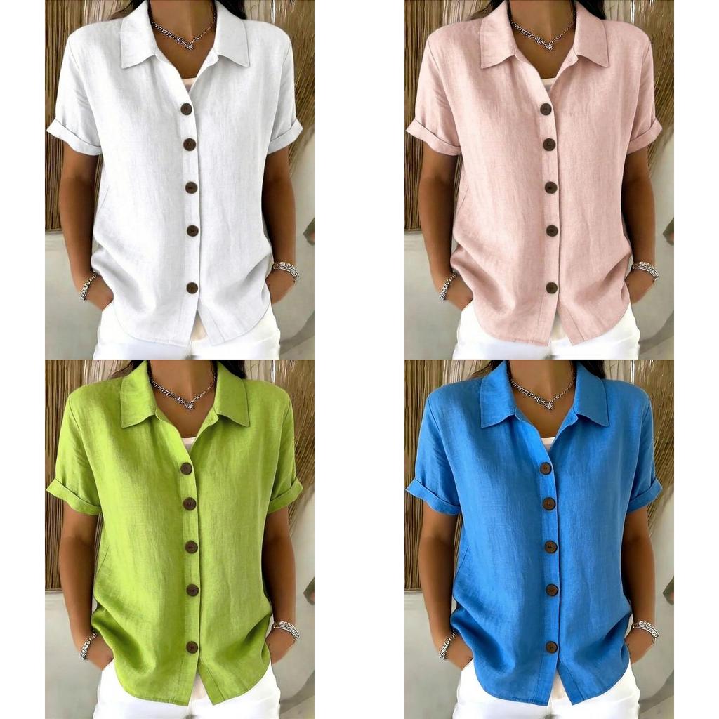 Spring Bohemian Style Short Sleeve Shirt With Padded Patching For Casual Office Wear