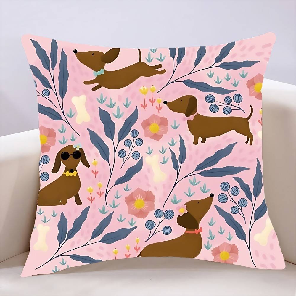 Dachshund Pillow Case Cushion Cover Soft Cute Throw Pillow Case For Car Sofa Pillowcase Polyester With Zipper