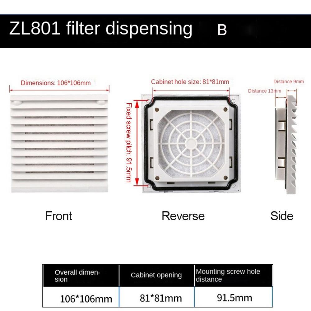 ABS Shutters Fan Grille Without Fan Dust-proof Louver Cabinet Ventilation Filter