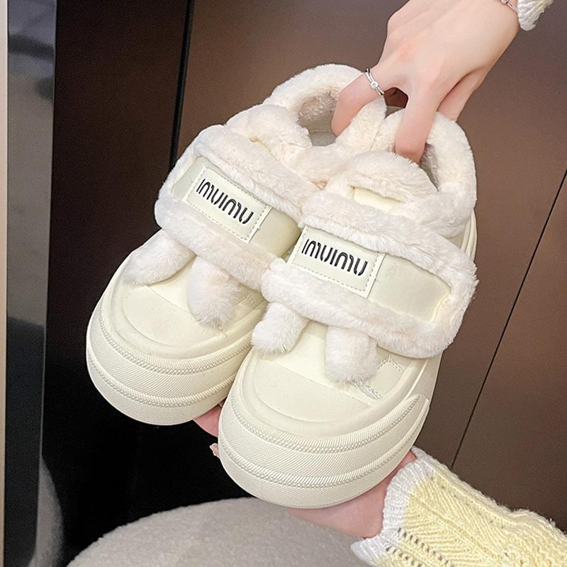 

Женские легкие зимние теплые меховые ботинки на толстой подошве с липучкой, плюшевая подкладка, нескользящие, повседневные спортивные хлопковые ботинки 40 бежевый