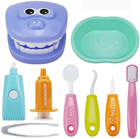 9PCS Plastic Simulation Dentist Play Set Medical Kit Pretend Toy Kids Hygienic Habbit Cultivation Role Play Game for Children